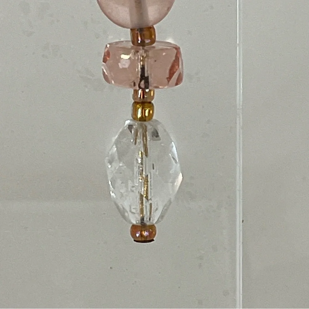 Pink and Clear Crystal Bead Earrings